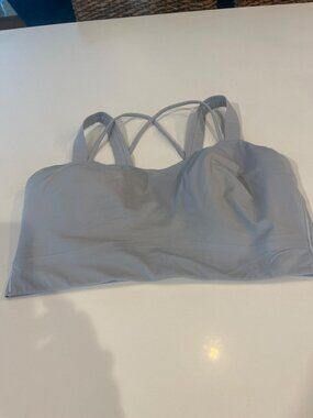 Lululemon Light Blue Strappy Back Sports Bra With Mesh Lining Womens Size M